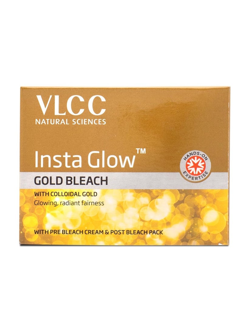VLCC - VLCC Gold Facial Kit, Bright & Glowing Skin - 60g and VLCC Insta Glow Gold Bleach - 30g | For Instant Fairness & Glowing Skin with Gold, and Turmeric - Image 1