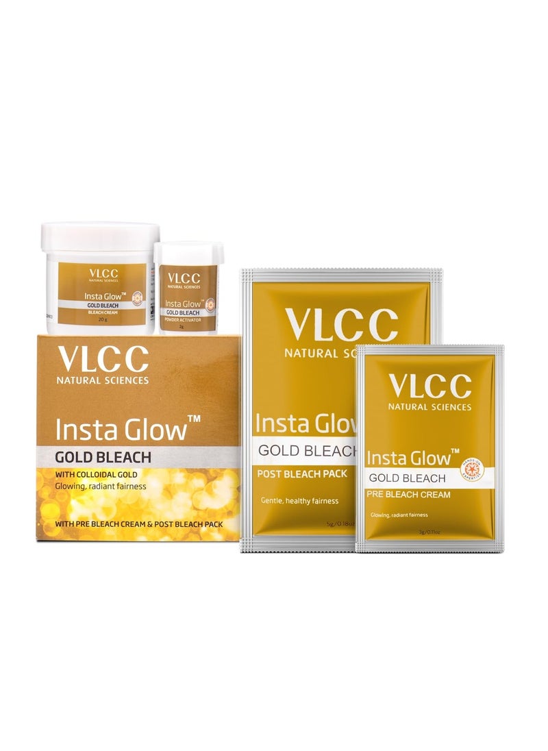 VLCC - VLCC Gold Facial Kit, Bright & Glowing Skin - 60g and VLCC Insta Glow Gold Bleach - 30g | For Instant Fairness & Glowing Skin with Gold, and Turmeric - Image 1