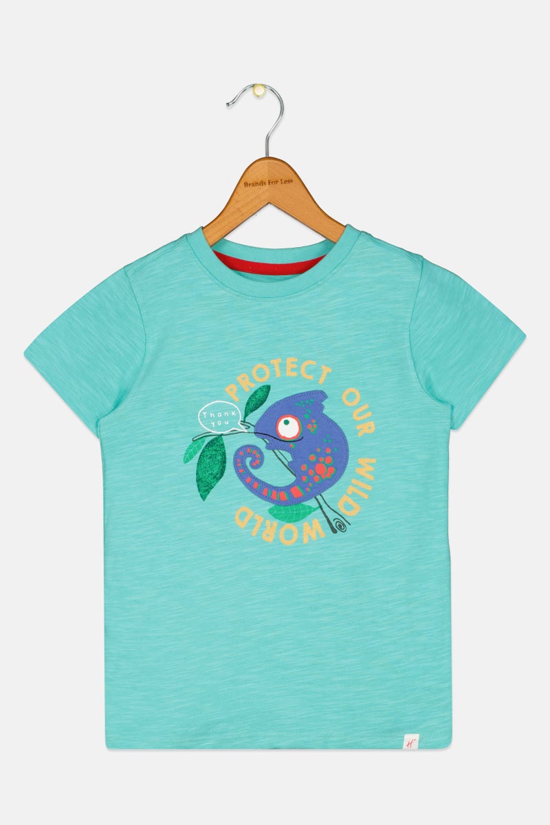 Hamleys Kids Boy Crew Neck Short Sleeve Graphic Print T-Shirt, Turquoise - Image 2