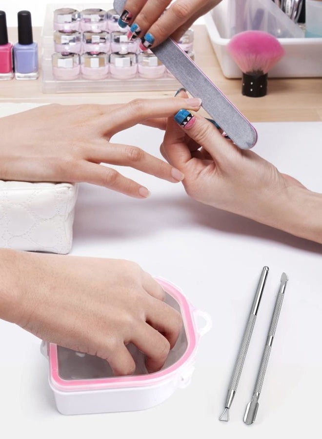 Yokilly Nail Soaking Bowl, 2PCS Soak Off Gel Polish Dip Powder Remover Manicure Bowl with Triangle Cuticle Peeler and Stainless Steel Cuticle Pusher Nail Art Tool (Pink) - Image 2
