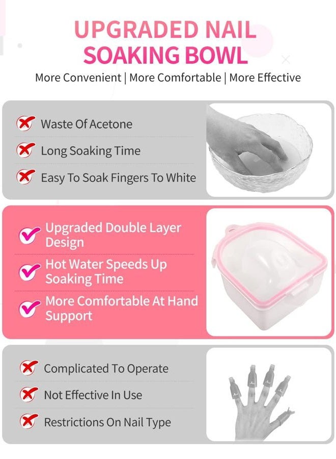 Yokilly Nail Soaking Bowl, 2PCS Soak Off Gel Polish Dip Powder Remover Manicure Bowl with Triangle Cuticle Peeler and Stainless Steel Cuticle Pusher Nail Art Tool (Pink) - Image 5