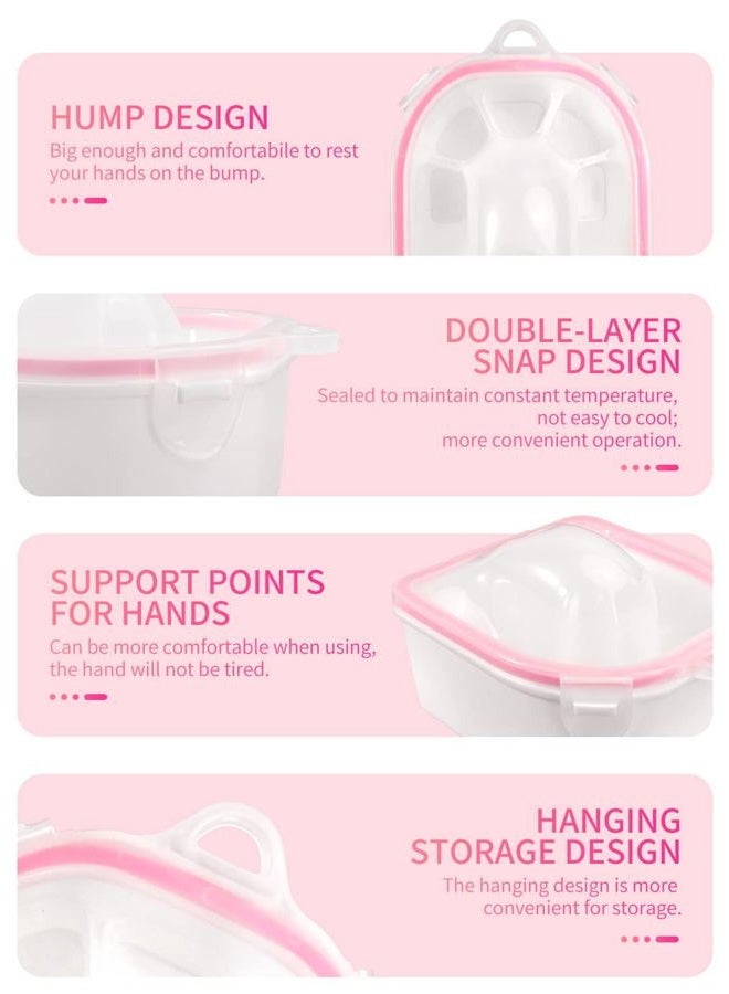 Yokilly Nail Soaking Bowl, 2PCS Soak Off Gel Polish Dip Powder Remover Manicure Bowl with Triangle Cuticle Peeler and Stainless Steel Cuticle Pusher Nail Art Tool (Pink) - Image 4