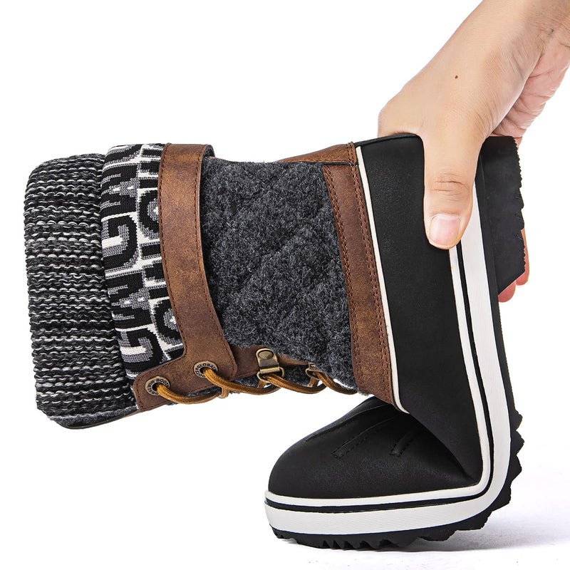 GLOBALWIN Snow Boots For Women Brown/Prints Women's Winter Boots 6.5M - Image 2