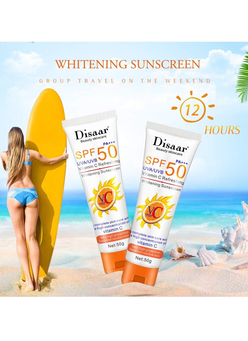 Disaar - Vitamin C Organic Sunscreen SPF 50 Oil Free Sunscreen Instant High Protection sunblock cream 50g - Image 1