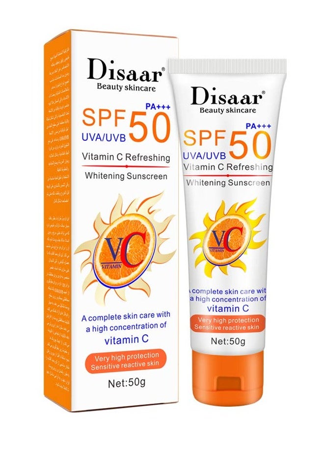Disaar - Vitamin C Organic Sunscreen SPF 50 Oil Free Sunscreen Instant High Protection sunblock cream 50g - Image 1