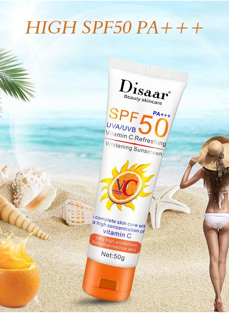 Disaar - Vitamin C Organic Sunscreen SPF 50 Oil Free Sunscreen Instant High Protection sunblock cream 50g - Image 1
