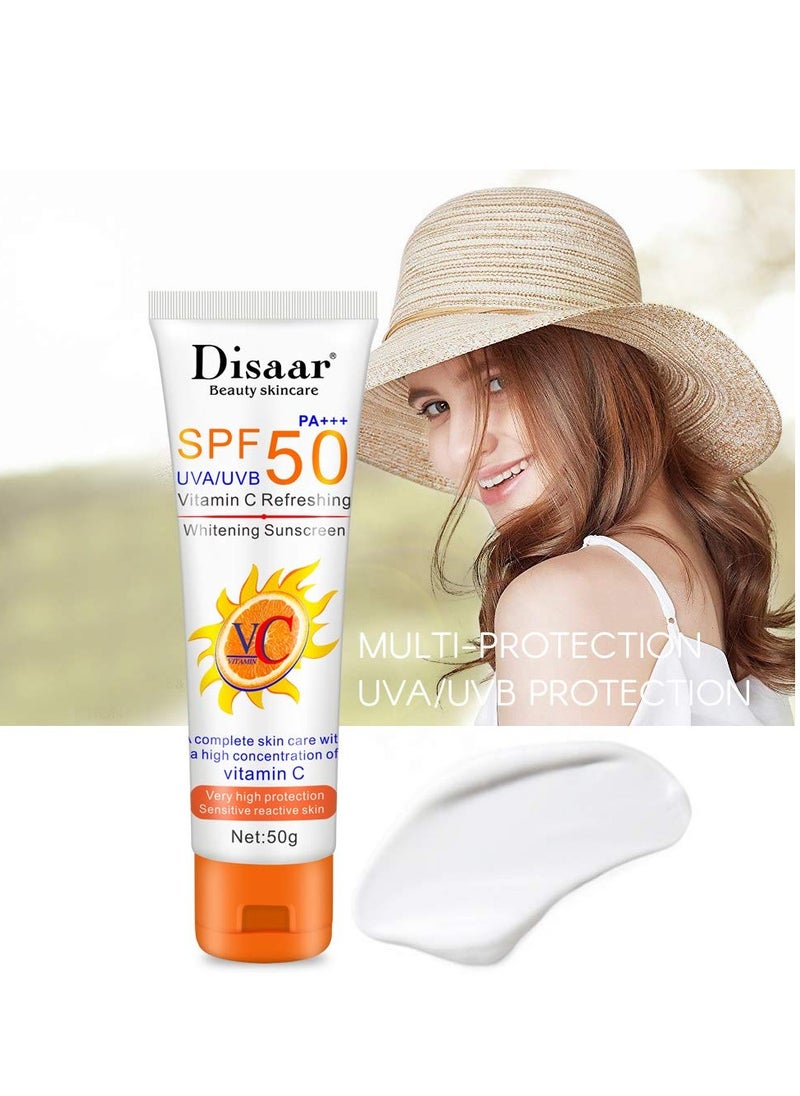 Disaar - Vitamin C Organic Sunscreen SPF 50 Oil Free Sunscreen Instant High Protection sunblock cream 50g - Image 1