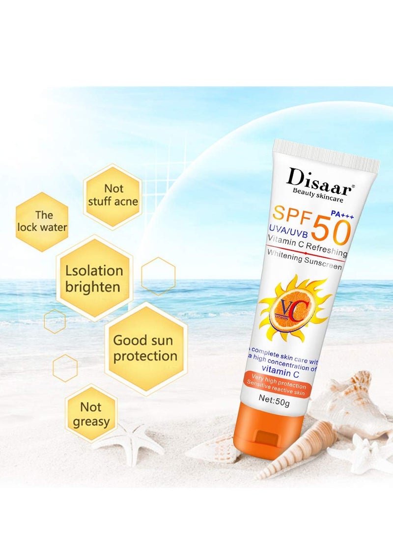 Disaar - Vitamin C Organic Sunscreen SPF 50 Oil Free Sunscreen Instant High Protection sunblock cream 50g - Image 1