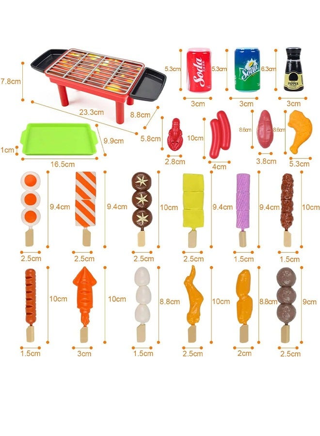 Pretend Play Food Set, Children Simulation Barbecue Toy Set Cookware and Cooking Food Role Play Educational Play House Toys 64pcs - Image 2