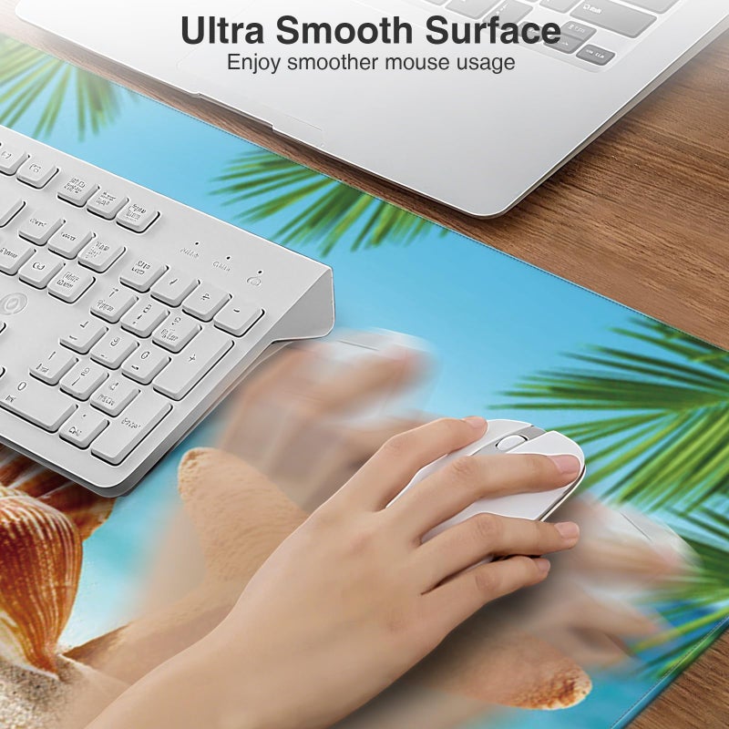 abc.mat Wireless Charging Mouse Pad, 31.5"x15.8" Large Gaming Desk Mat for Keyboard/Laptop, Waterproof Ultra-Smooth Surface, Non-Slip Base, with 20W PD Adapter, Summer Beach - Image 5