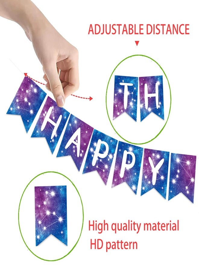 BHNACIER Galaxy Happy Birthday Banner Galaxy Space Astrology Party Decorations Space Birthday Banner Planet Starry Sky Themed Party Banner for Solar System Themed Party Decoration - Image 2