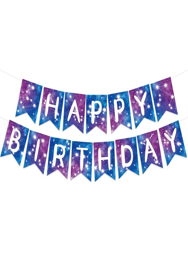BHNACIER Galaxy Happy Birthday Banner Galaxy Space Astrology Party Decorations Space Birthday Banner Planet Starry Sky Themed Party Banner for Solar System Themed Party Decoration - Image 1