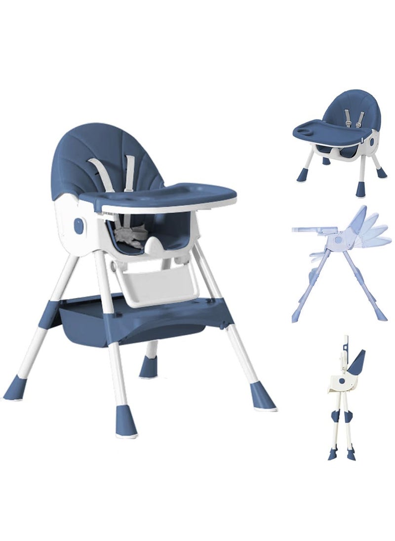 Apexll - High Chair for Babies and Toddlers, Foldable Baby High Chair with Adjustable Backrest, Double Removable Trays, Supports Up to 50KG, Easy to Clean - Image 1