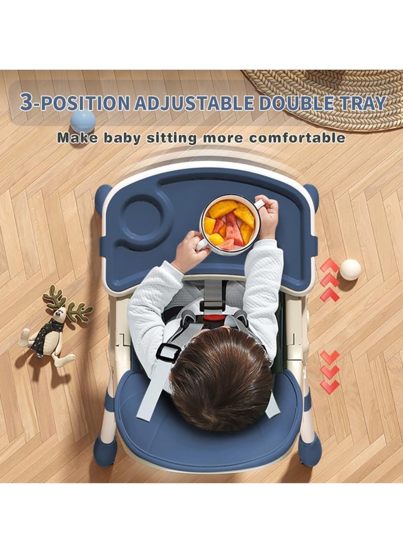 Apexll - High Chair for Babies and Toddlers, Foldable Baby High Chair with Adjustable Backrest, Double Removable Trays, Supports Up to 50KG, Easy to Clean - Image 1