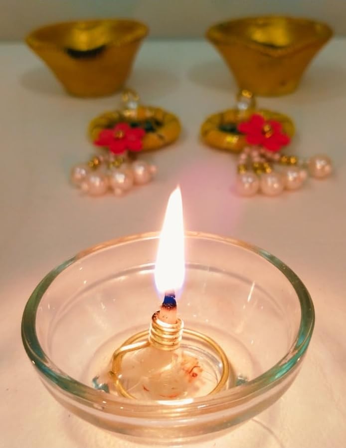 Doorbag Niranjan Kadi Brass Ring Wick Holder for Diya Bati Oil Lamps (Round Shape) for Pooja Deepam Deepak Cotton Samai Kuthu Vilakku Thiri Stand (15) - Image 3