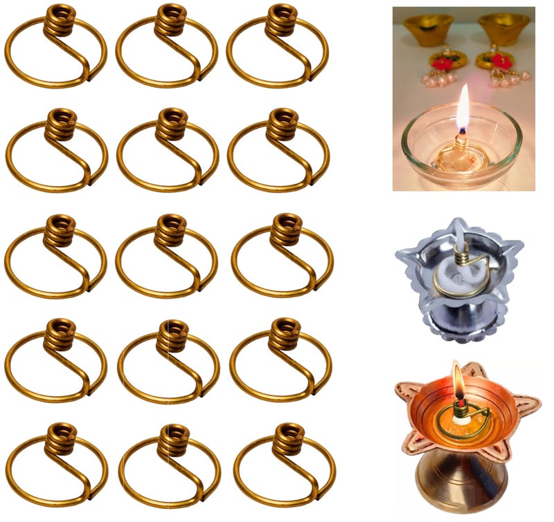 Doorbag Niranjan Kadi Brass Ring Wick Holder for Diya Bati Oil Lamps (Round Shape) for Pooja Deepam Deepak Cotton Samai Kuthu Vilakku Thiri Stand (15) - Image 1