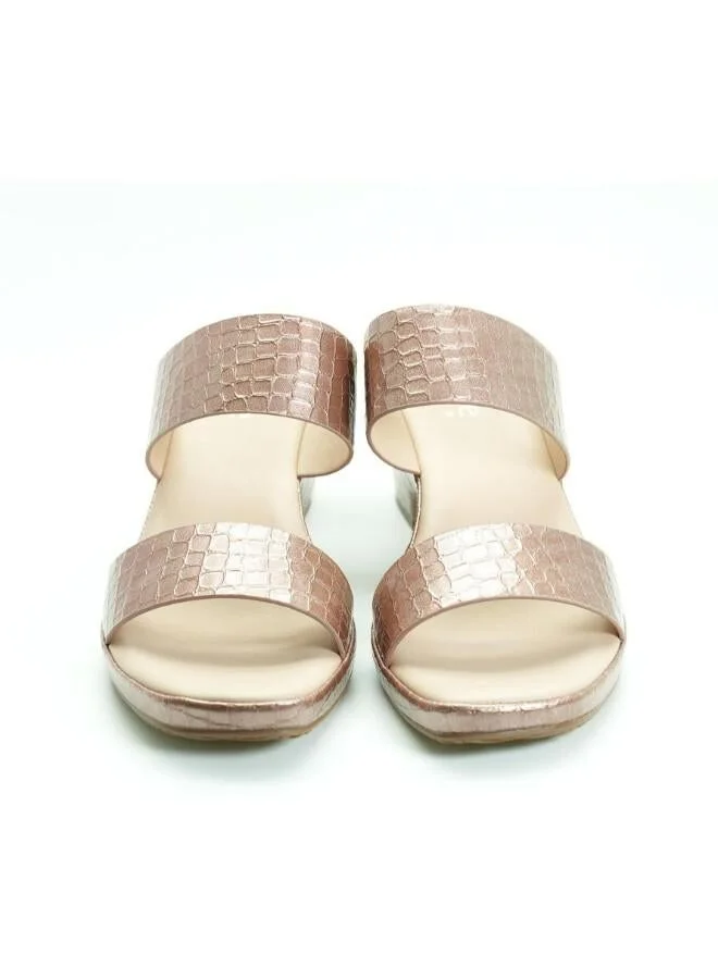 Michelle Morgan Pink 092-3076 Michelle Morgan Women's Patent Croc-Texture Double Strap Block Heel Sandals 514RJ21H Pink for Women | Best Price UAE
