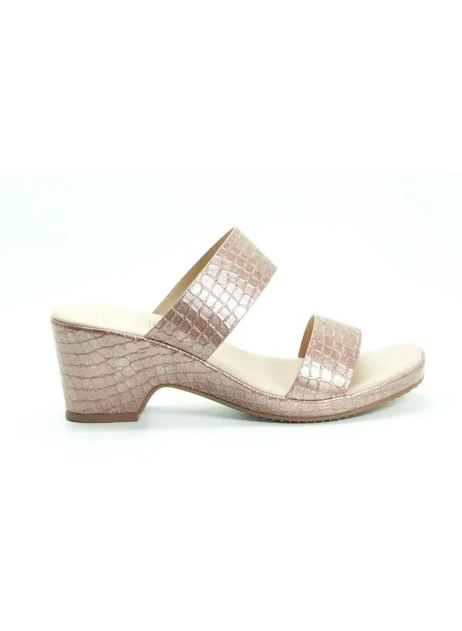 092-3076 Michelle Morgan Women's Patent Croc-Texture Double Strap Block Heel Sandals 514RJ21H Pink