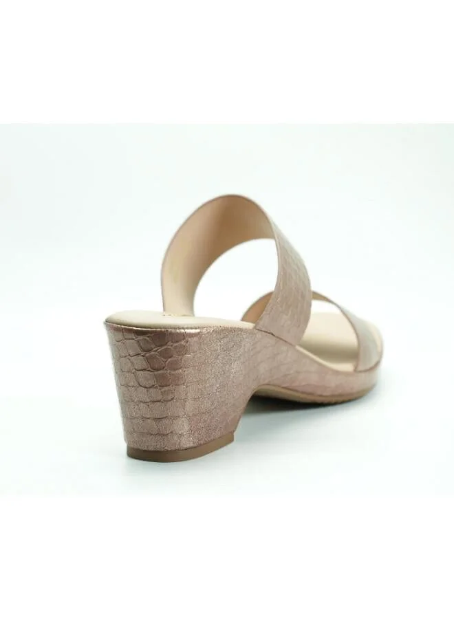 Michelle Morgan Pink 092-3076 Michelle Morgan Women's Patent Croc-Texture Double Strap Block Heel Sandals 514RJ21H Pink for Women | Best Price UAE
