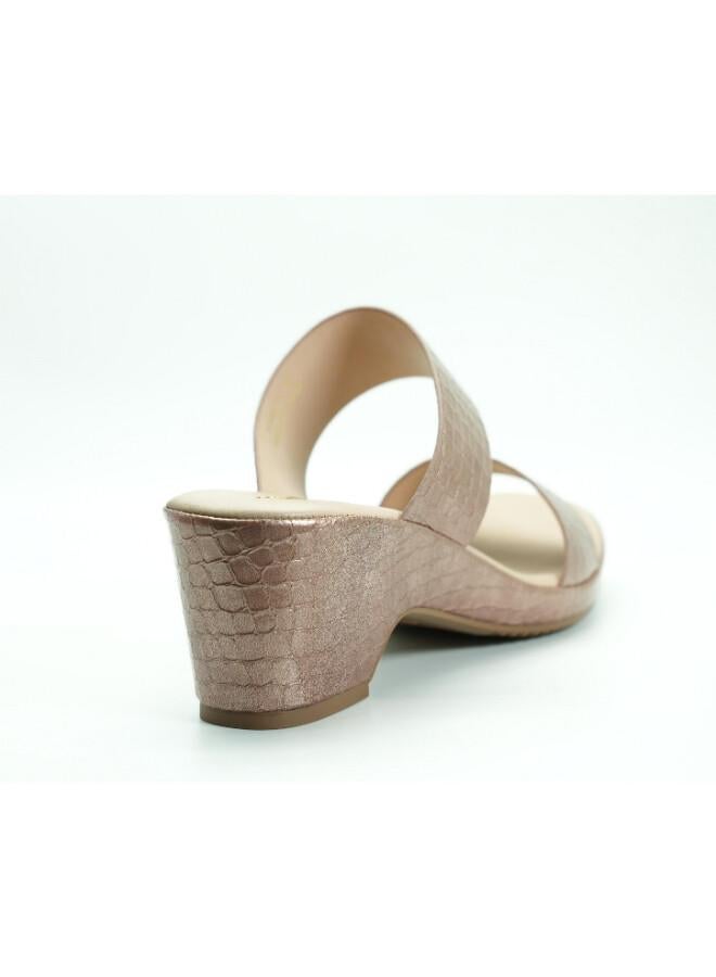 Michelle Morgan 092-3076 Michelle Morgan Women's Patent Croc-Texture Double Strap Block Heel Sandals 514RJ21H Pink - Image 3