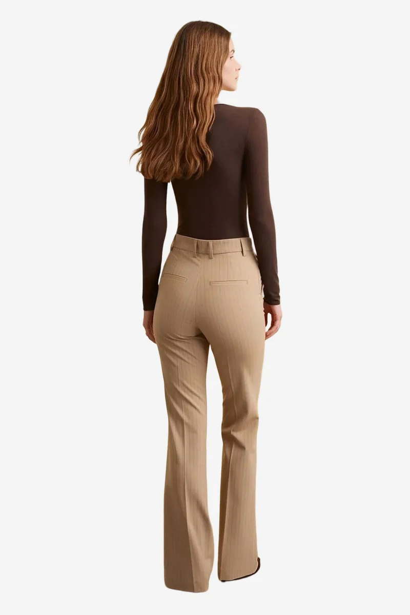 Dilvin Beige Natural DILVIN High-Waist Wide-Leg Trousers for Women | Best Price UAE