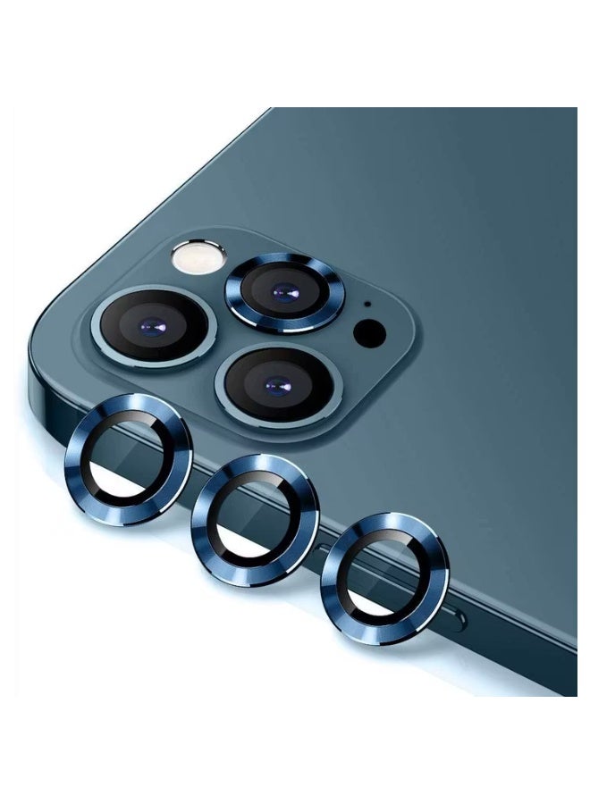 ديفيا واقي عدسة Gemstone (3 قطع) متوافق مع iPhone 12 Pro (6.1") 9H امتصاص سلس، عدسة حماية 360، سبيكة ألومنيوم + واقي عدسة زجاجي مقوى - رمادي - Image 4