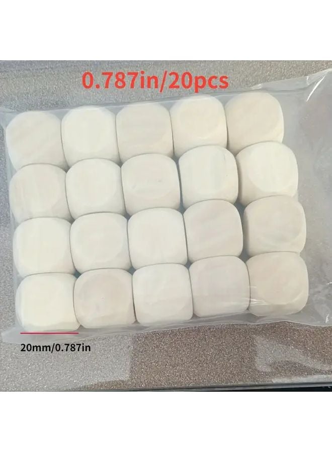 20 Pack 20mm Natural Wood Blank Dice Set For Crafting And Engraving - Image 1