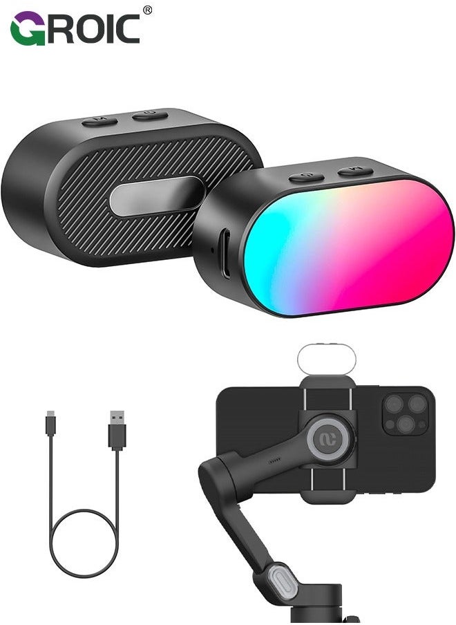 GROIC Magnetic RGB LED Light, 7 Color Temperature, 3 Brightness Adjustment, 180 Mins Long-Lasting, Gradient Mode, Flash Mode 180° Fill Light for Stabilizer  - Image 1