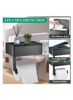 Generic Toilet Paper Holder with Shelf and Flushable Wipes Dispenser, Adhesive Toilet Paper Holder with Storage, Stainless Steel Toilet Paper Holder Wall Mount for Bathroom  - Image 2