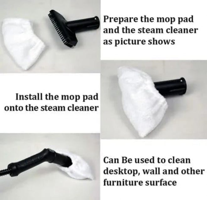 Purfex 10 Pcs Steam Mop Replacement Pads-Compatible with Karcher- SC Steam Cleaners EasyFix Accessories SC2 SC3 SC4 SC5,Includes 5 Mop Cloths & 5 Cloth Covers for SC Floor Nozzle(White) - Image 5