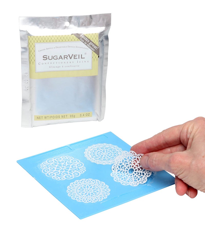 SugarVeil Medallion Topper Mat with White SugarVeil Icing - Image 3