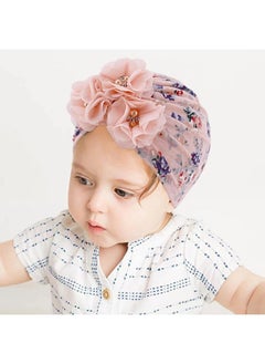 ShebSheb Floral Print Baby Headband,Chiffon Flower Turban Hat,Cute Headwrap for Baby Girl Infant Toddler Kids  - Image 1