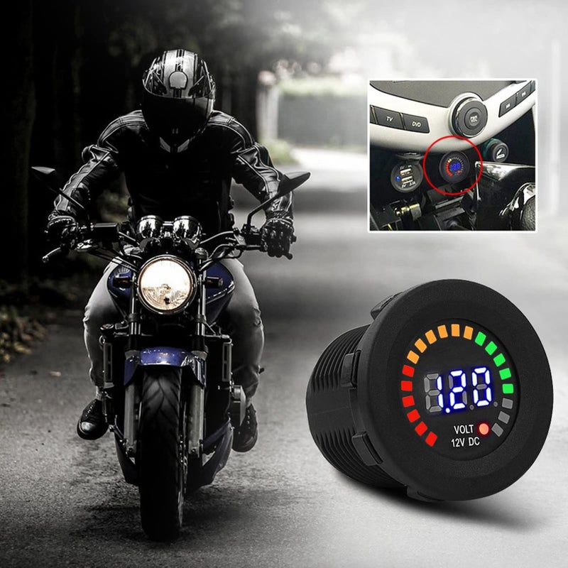12V LED Digital Volt Meter Motorcycle Car Battery Monitor With System - Image 3