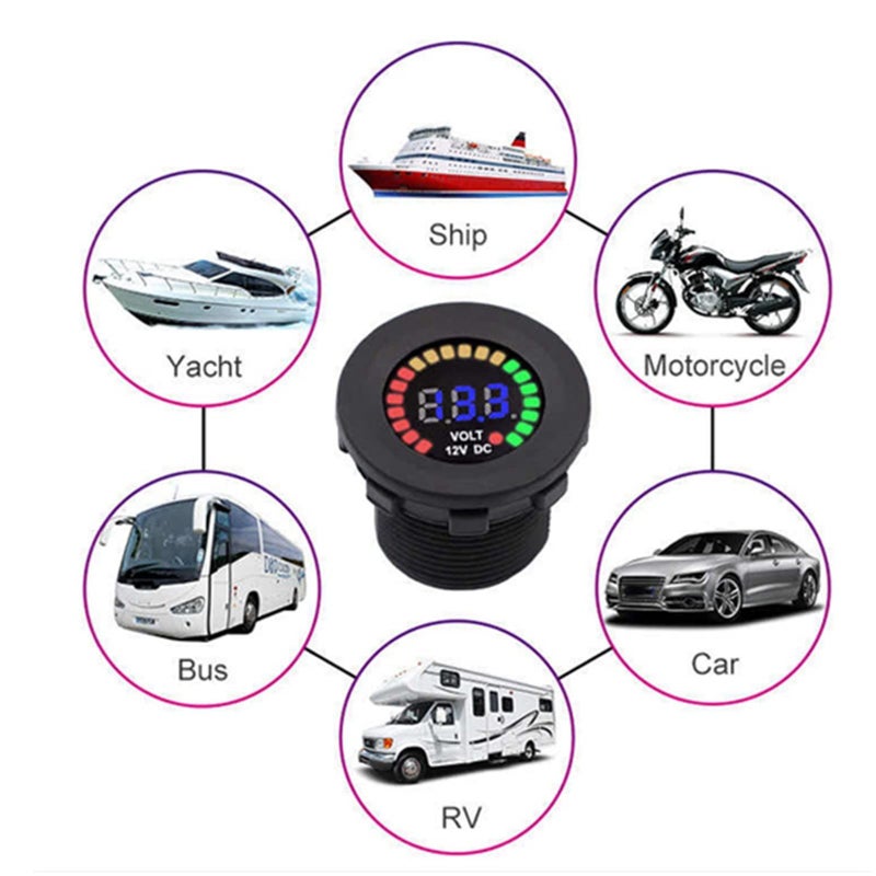 12V LED Digital Volt Meter Motorcycle Car Battery Monitor With System - Image 4