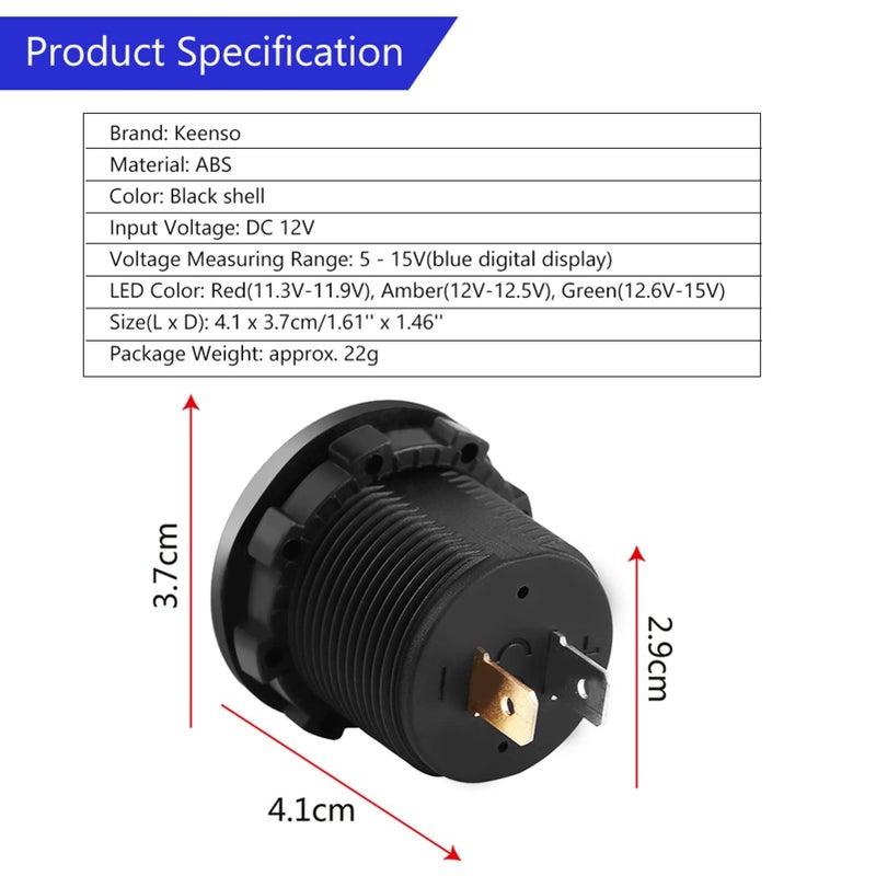 12V LED Digital Volt Meter Motorcycle Car Battery Monitor With System - Image 5