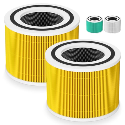 LUFFYLIVE Core 300 Pet Care Replacement Filter for LEVOIT Core 300/ Core 300S/ Core 300-P/Core 300S-P/Core P350 Air Purifi-ers, 3-IN-1 HEPA Filter, Compared to Part# Core 300-RF, Yellow (2 Pack) - Image 1