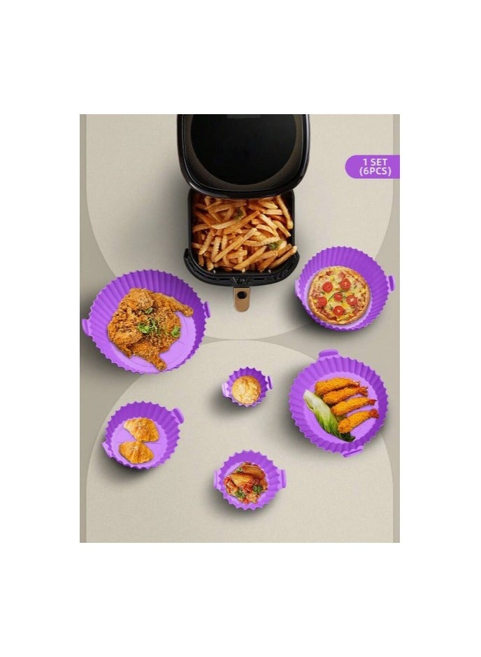 Silicone Molds Set Different Sizes for AirFryer 6 Pieces - Keep the AirFryer Dirt- and Smell-Free - Purple - Image 1