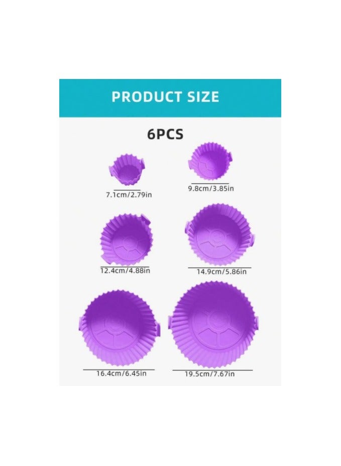Silicone Molds Set Different Sizes for AirFryer 6 Pieces - Keep the AirFryer Dirt- and Smell-Free - Purple - Image 2