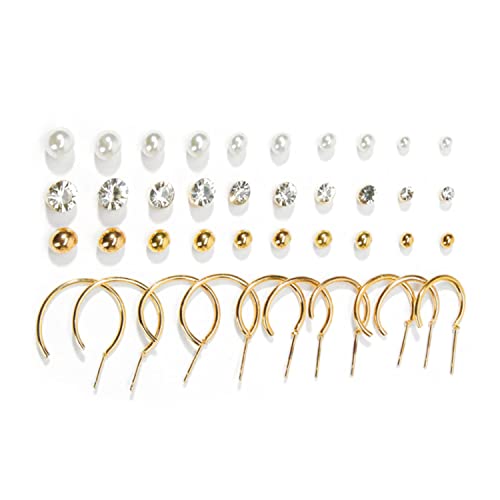 Peora Stone Studded Gold Plated Stud & Half Hoop Earrings Set of 20 Fashion Stylish Jewellry Gift For Girls & Women (PX9EC024) - Image 1