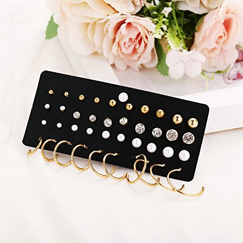 Peora Stone Studded Gold Plated Stud & Half Hoop Earrings Set of 20 Fashion Stylish Jewellry Gift For Girls & Women (PX9EC024) - Image 2