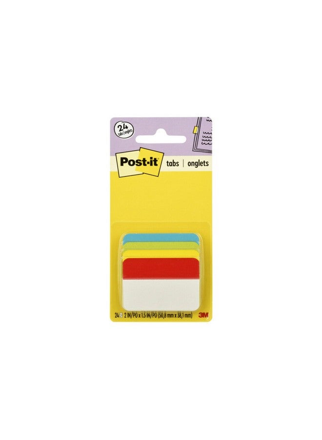 Post-it Tabs 2 In Angled Solid Assorted Primary Colors 6 Tabs/Color 4 Colors 24 Tabs/Pack (686Aalyr) - Image 1