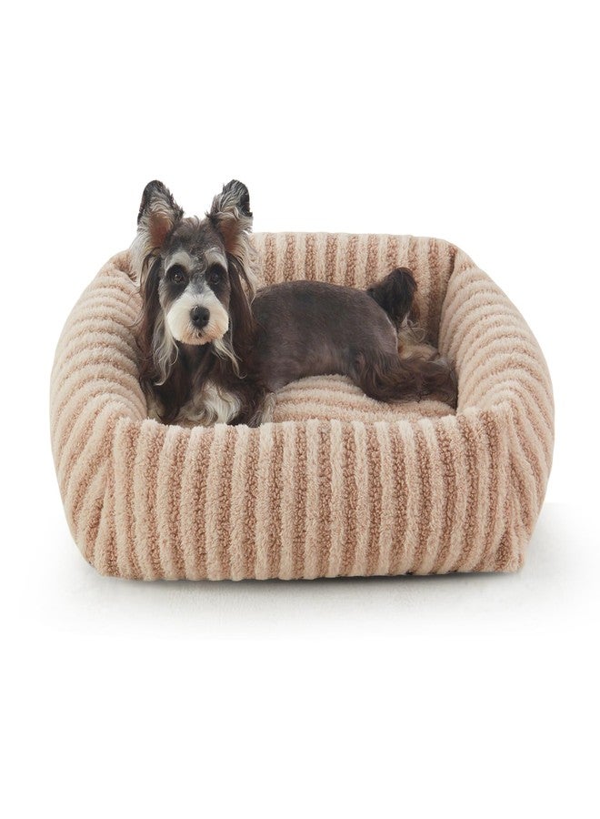 MIXJOY Dog Beds for Small Dogs Cats, Soft Cat Bed for Indoor Cats, Rectangle Pet Bed for Puppy Kitty, Washable Dog Bed with Removable Cover, Anti Slip Bottom, 20"x19"x6", Beige - Image 1