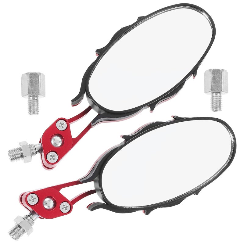 Motorcycle Handlebar Side View Mirrors 2pcs Red Compatible With Electric Scooters Replacement - Image 2