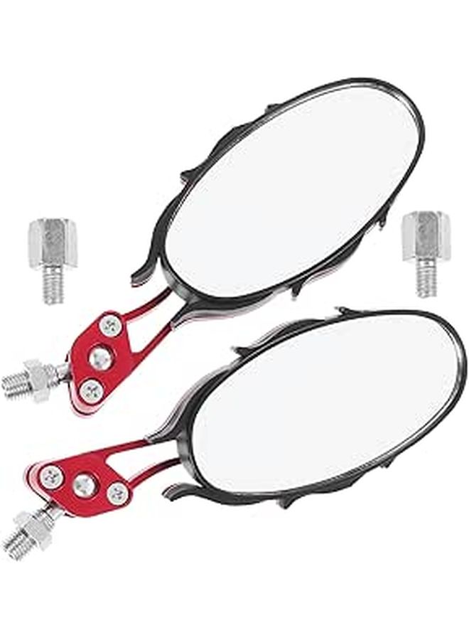 Motorcycle Handlebar Side View Mirrors 2pcs Red Compatible With Electric Scooters Replacement - Image 1