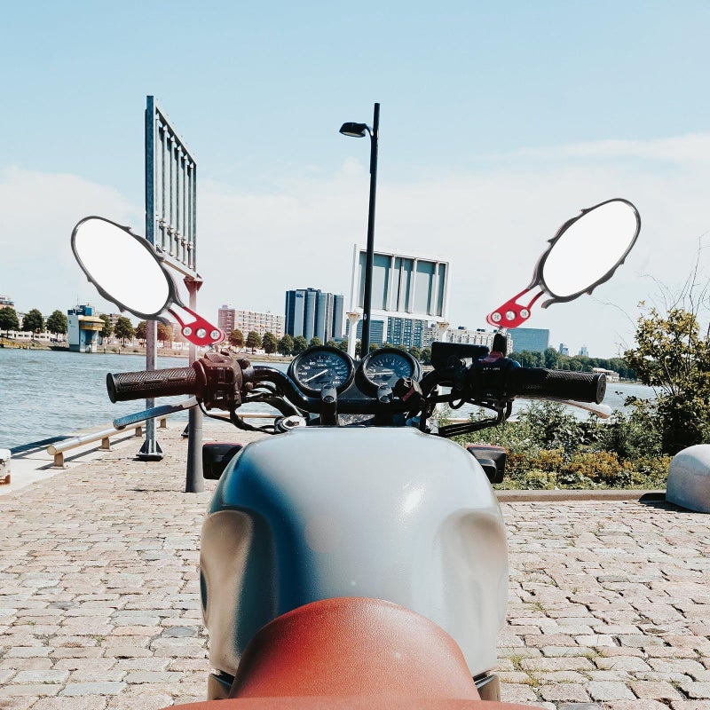 Motorcycle Handlebar Side View Mirrors 2pcs Red Compatible With Electric Scooters Replacement - Image 5