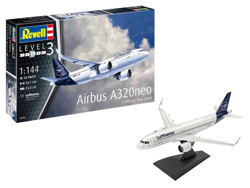 Revell Revell 03942 Airbus A320neo "Lufthansa" New Livery 1:144 Scale Unbuilt/Unpainted Plastic Model Kit, 60  - Image 1
