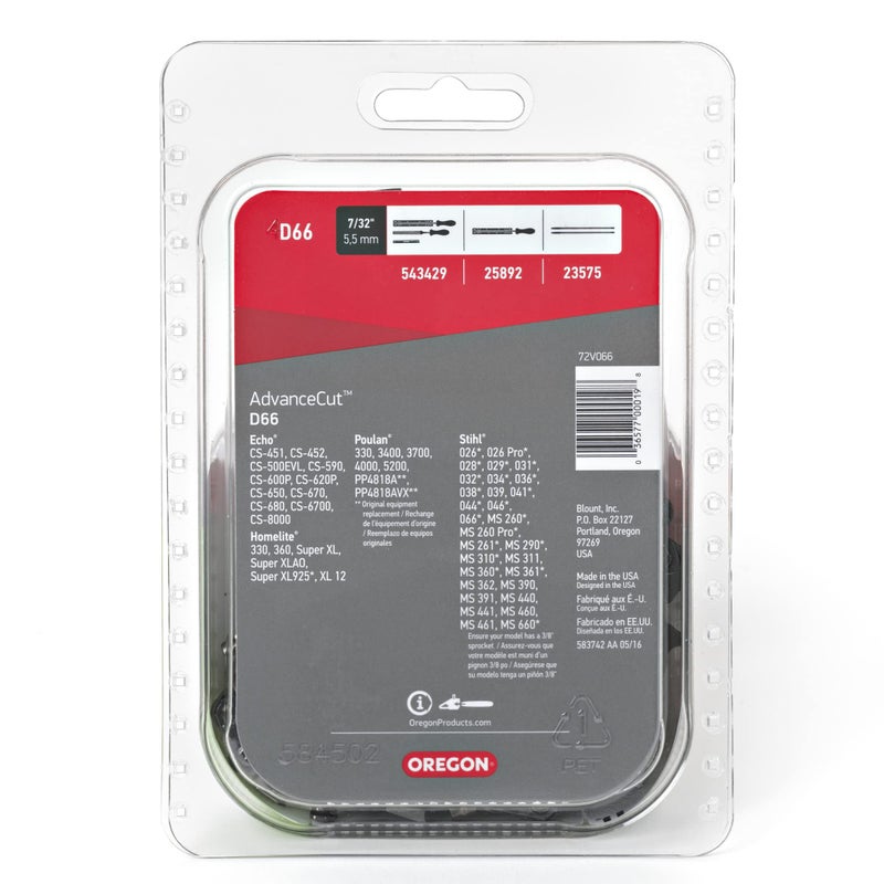 Oregon D66 AdvanceCut Replacement Chainsaw Chain for 18-Inch Guide Bars, 66 Drive Links, Pitch: 3/8", .050" Gauge, Fits Echo, Craftsman, Homelite, McCulloch, Poulan, Stihl and More - Image 4