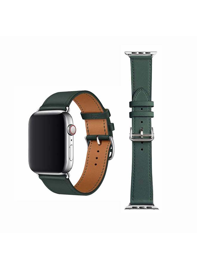 NIBEMINENT Supreme Genuine Leather Replacement Band for Apple Watch Series 6/SE/5/4/3/2/1 40/38mm Green - Image 1