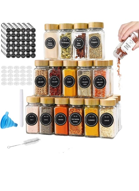 120ml Glass Storage Jars Set, Set of 24 Borosilicate Glass Container Storage Jars with Lid, Glass Storage Jars Set with 60 Labels, Pen, Brush and Silicone Funnel