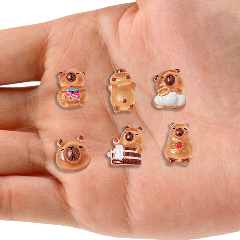 Rexinc 110PCS Mini Resin Capybara Decor for Dollhouse Resin Tiny Animals Figures to Hide Cute capibaras Gifts for Crafts Micro Miniature Capybara for Fairy Garden Micro Landscape Decoration - Image 2